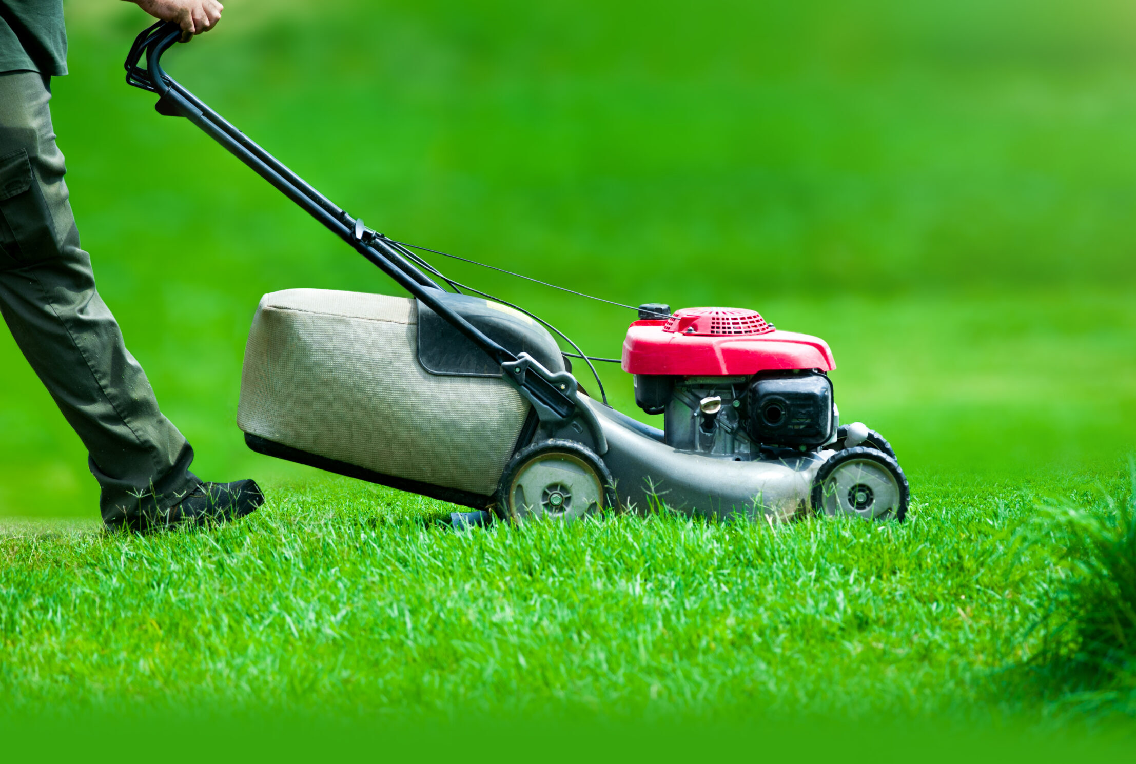 mowing lawn